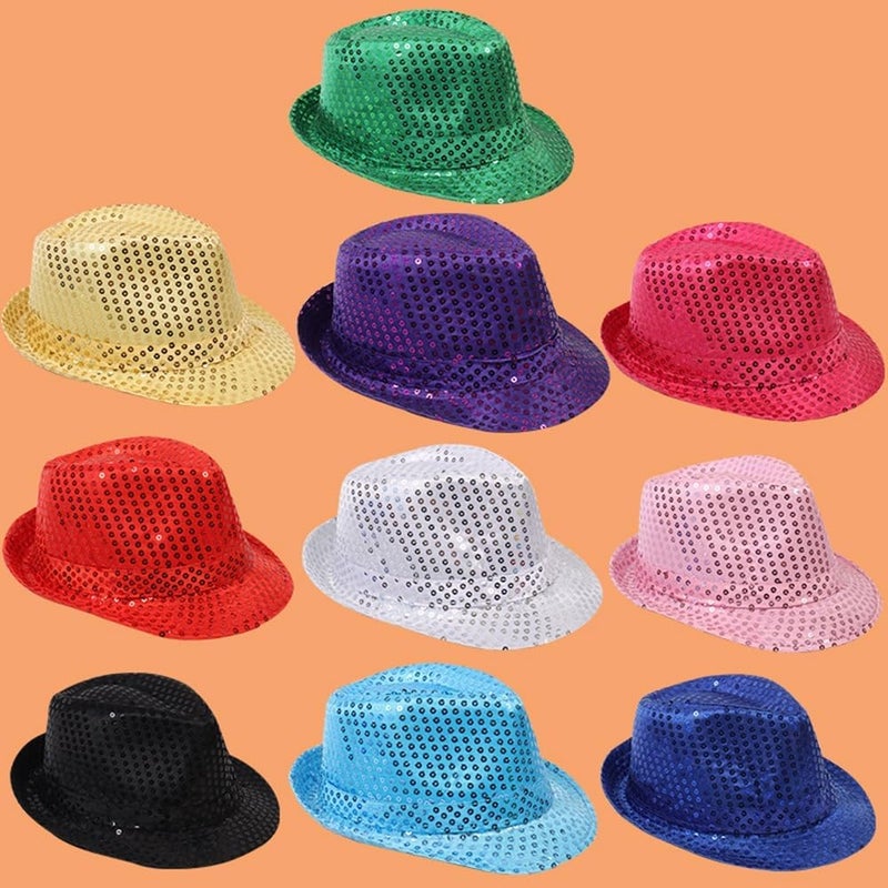 Ankelesz Sequin Hat for Man and Women,Western Sequin Fedora Hat Bling Dance Hats - Image 5